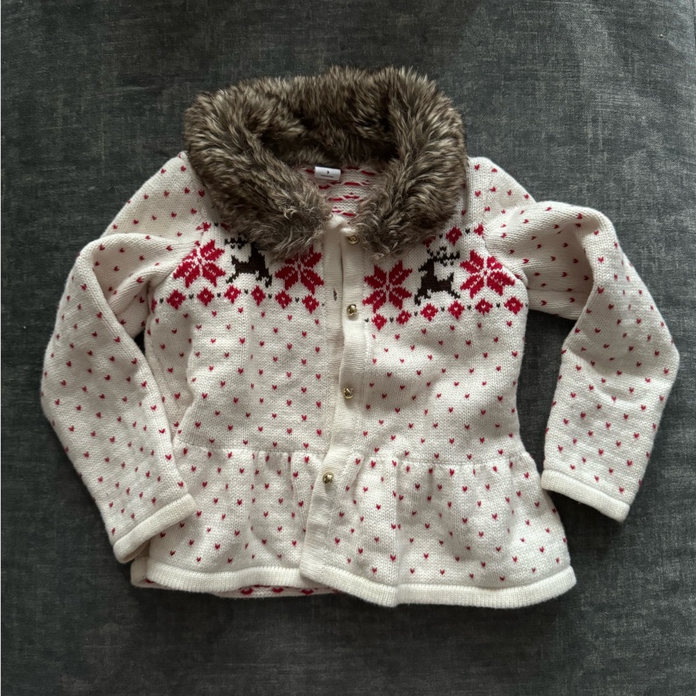 Janie and jack fur collar holiday sweater